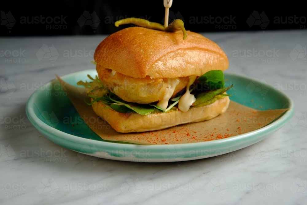 Buttermilk fried chicken sandwich - Australian Stock Image