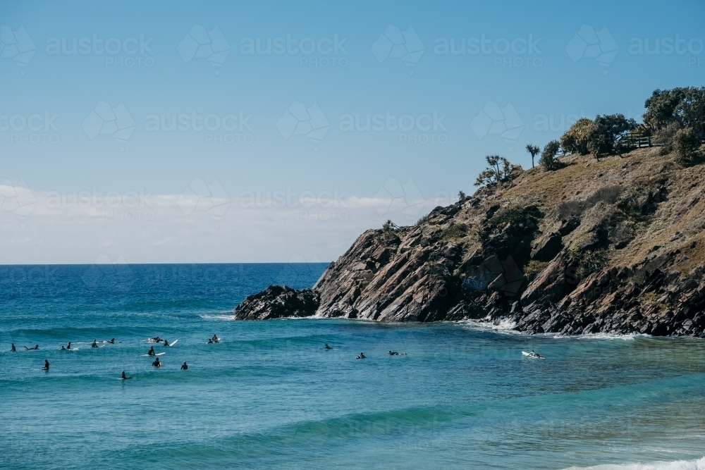 Cabarita Headland busy with surfers - Australian Stock Image