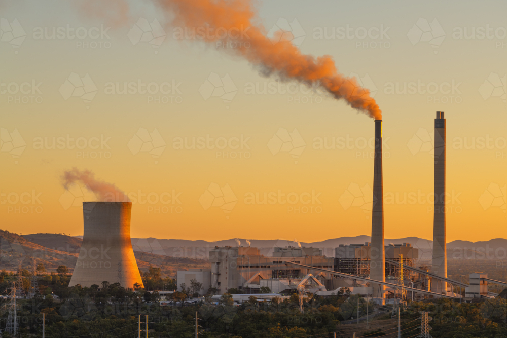 Callide Power Station is located near Biloela, in Central Queensland, Australia. It is coal powered - Australian Stock Image