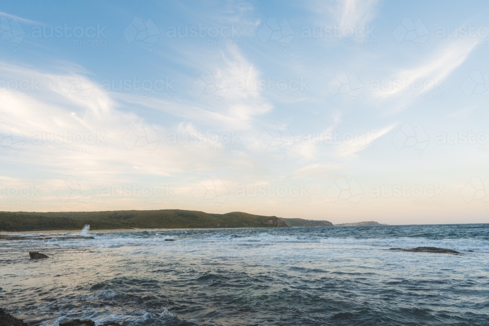 Calm afternoon ocean at Dudley beach Newcastle - Australian Stock Image
