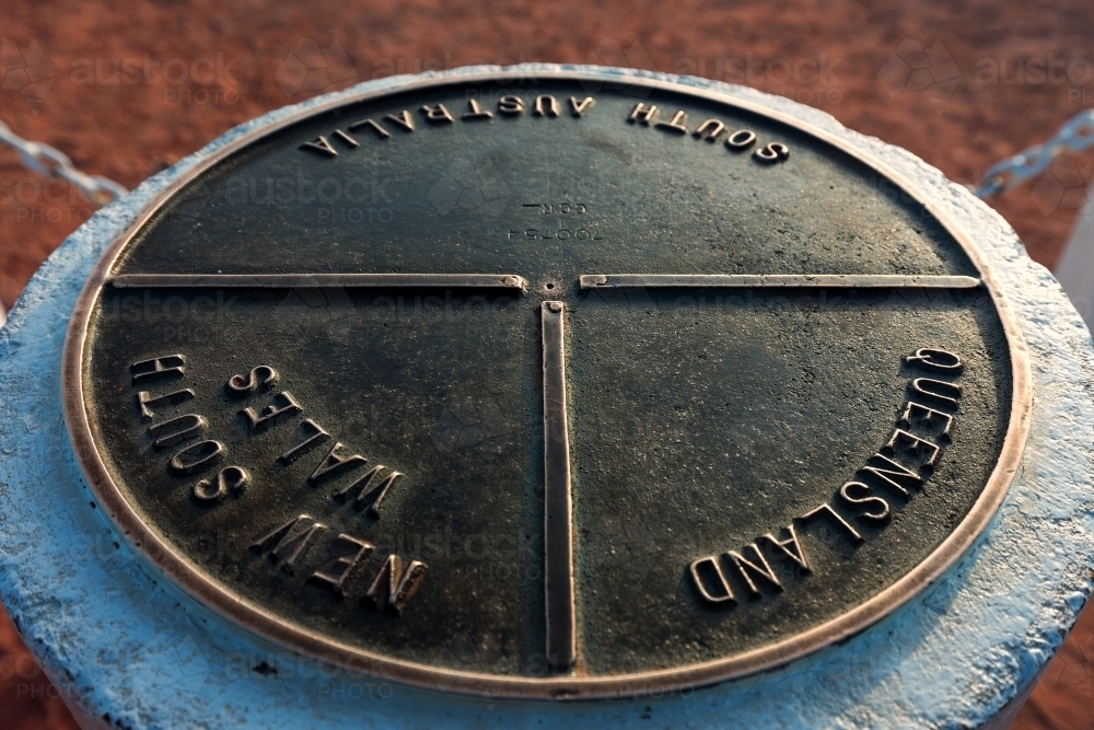 Cameron Corner Survey Marker - Australian Stock Image