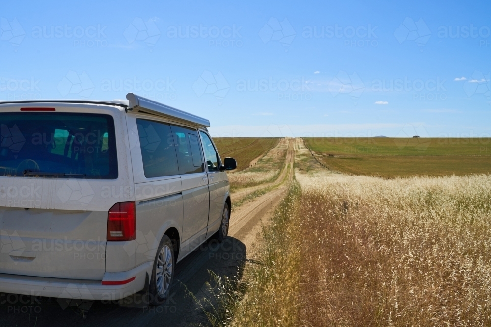 Campervan on a unsealed country road - Australian Stock Image