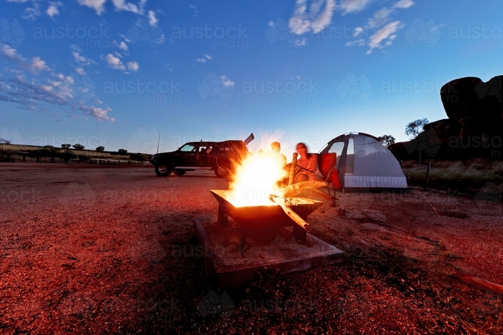 Campfire and camping - Australian Stock Image