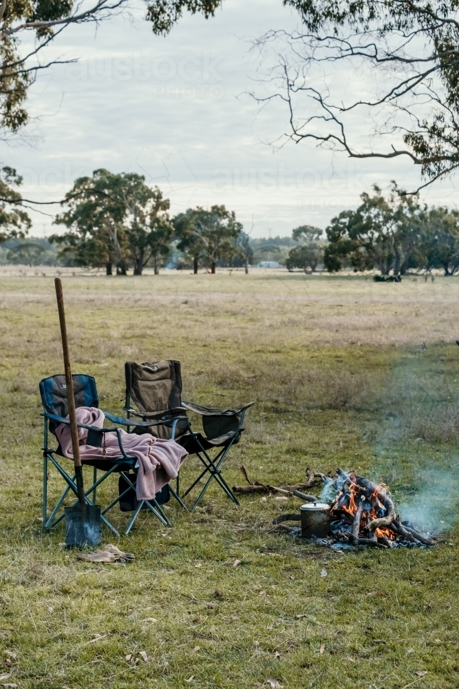 Campfire burning. - Australian Stock Image