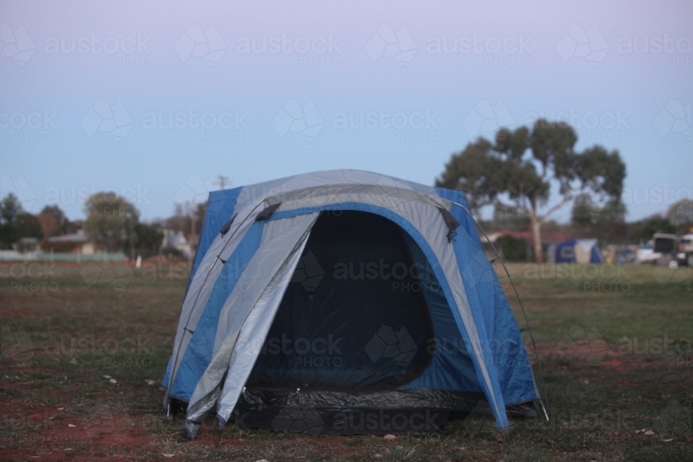 Camping tent at dusk - Australian Stock Image