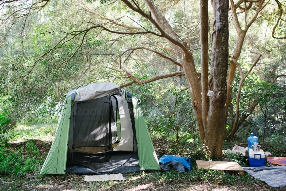 Campsite in the bush - Australian Stock Image
