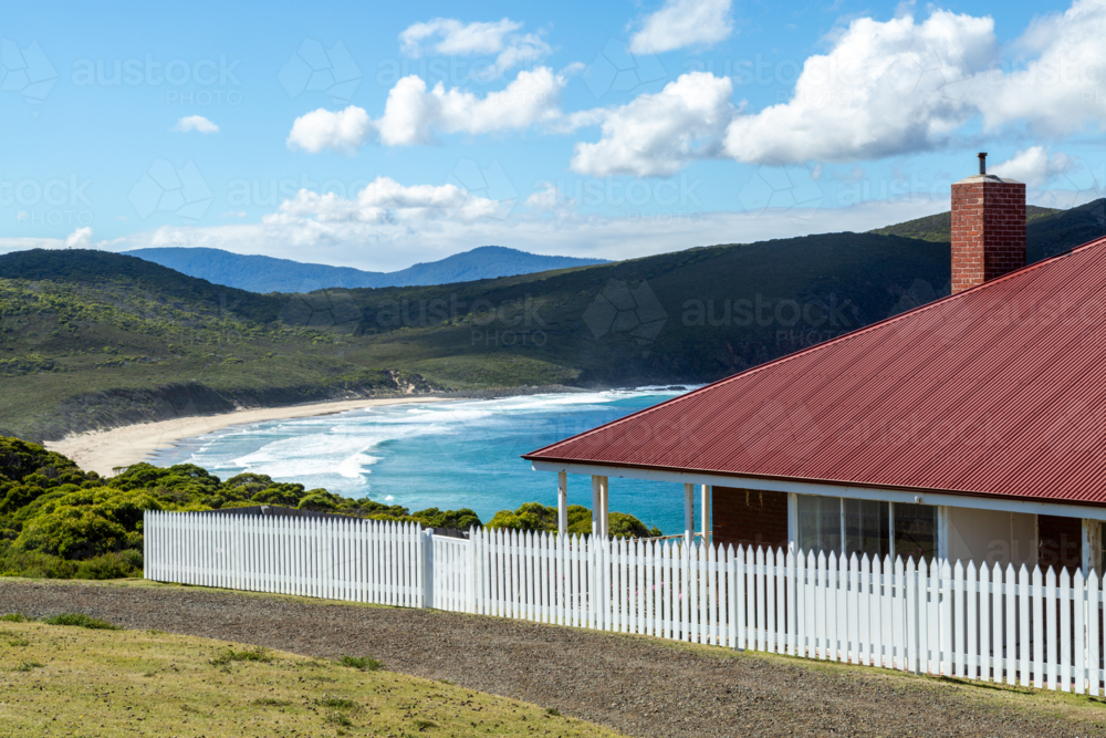 Cape Bruny Lighthouse Keepers Cottage - Australian Stock Image