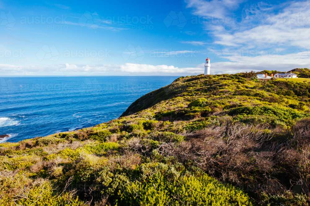 Cape Schanck Lighthouse Reserve on a cool clear winter's morning on the Mornington Peninsula - Australian Stock Image