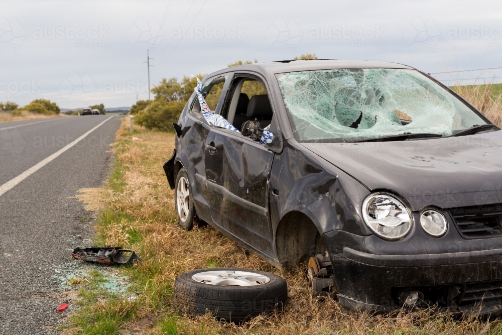 cCar damaged in a motor vehicle accident - Australian Stock Image