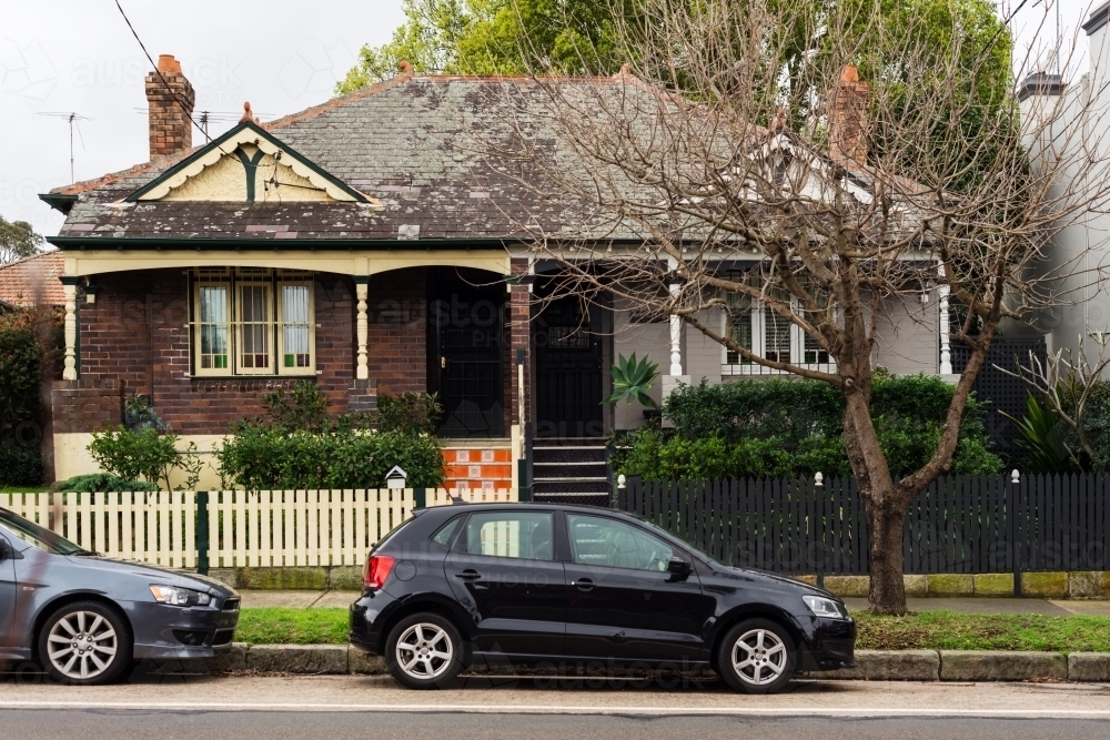 car parked in front of house in Sydney - Australian Stock Image