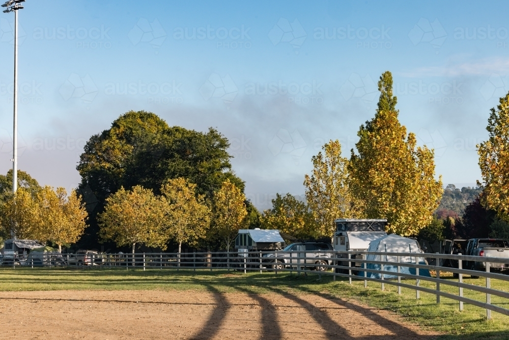 Caravan and camping holiday accommodation at Armidale Showgrounds - Australian Stock Image