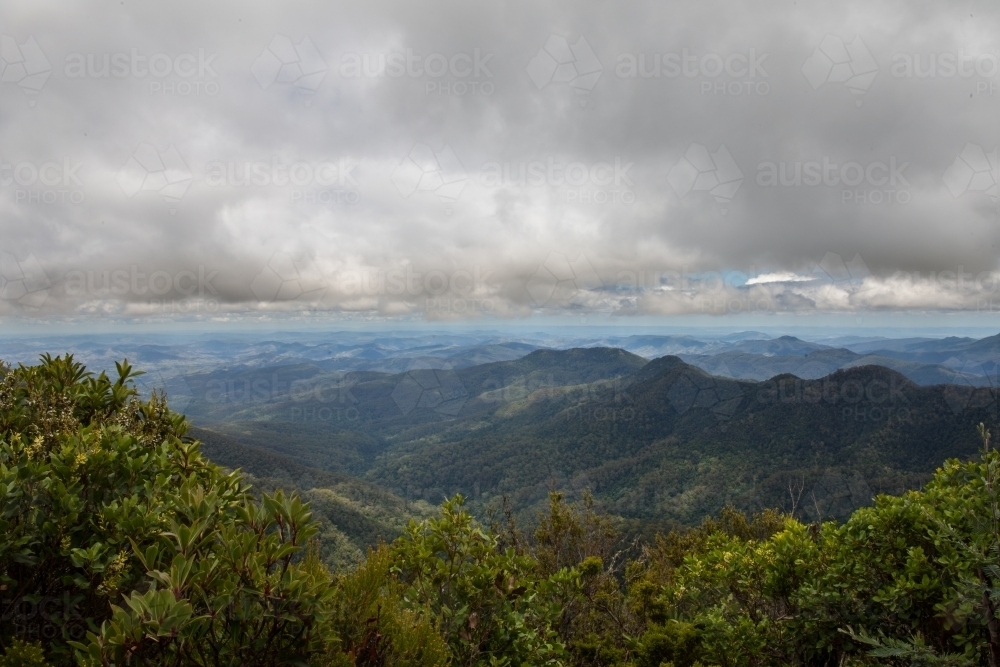 Carey's Peak lookout over mountain view - Australian Stock Image