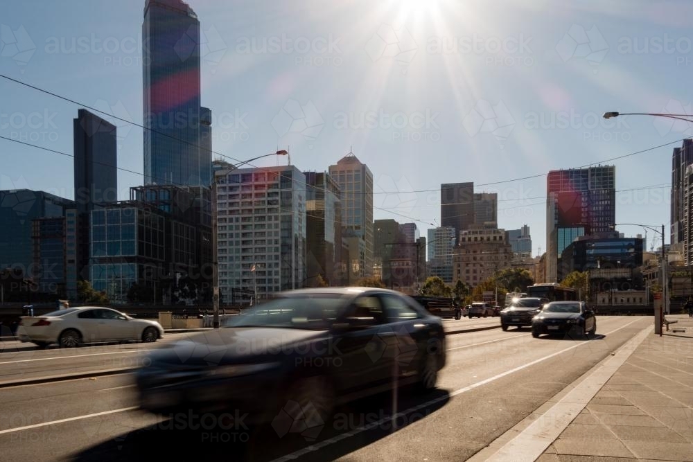 Cars on Queens Bridge, Melbourne - Australian Stock Image