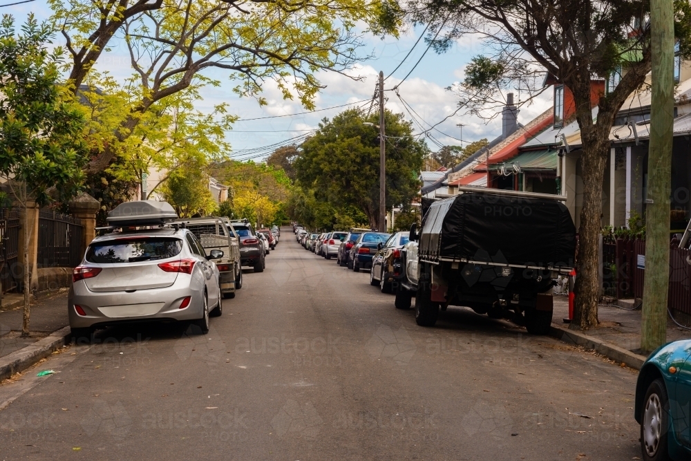 cars parked in the street - Australian Stock Image
