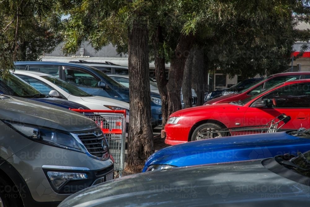 Cars parked in the supermarket car park - Australian Stock Image