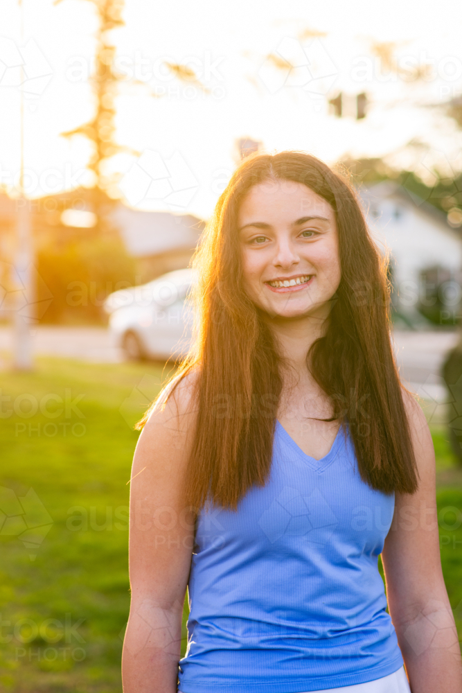 casual natural portrait of a young woman - Australian Stock Image