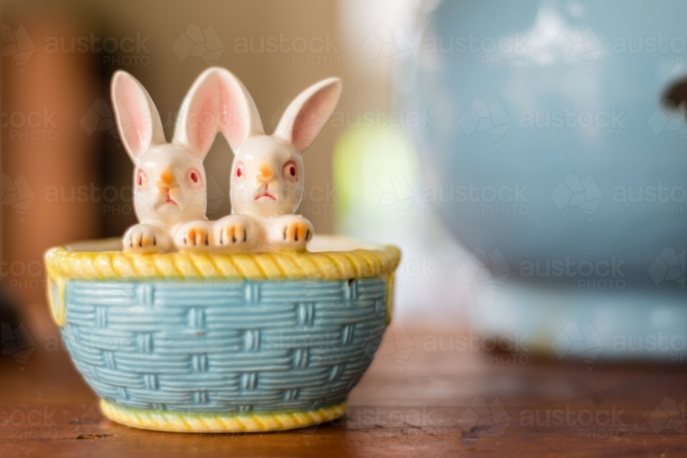 ceramic easter bunny bowl - Australian Stock Image