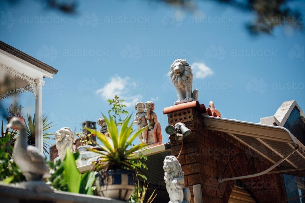 Ceramic Figurines in Front Garden - Australian Stock Image