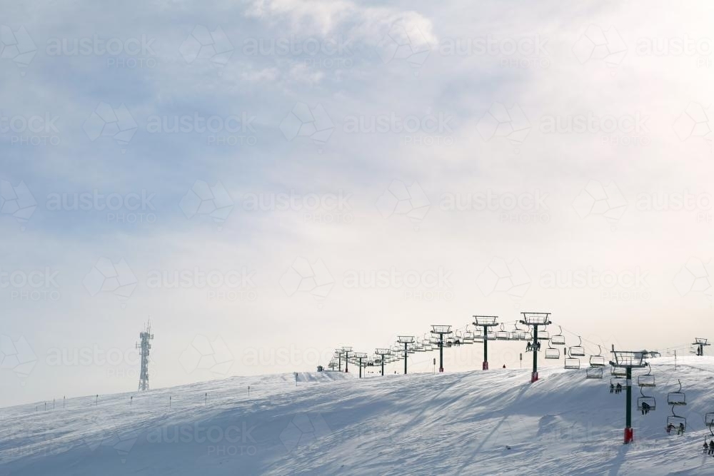 Chairlift on ski slopes - Australian Stock Image