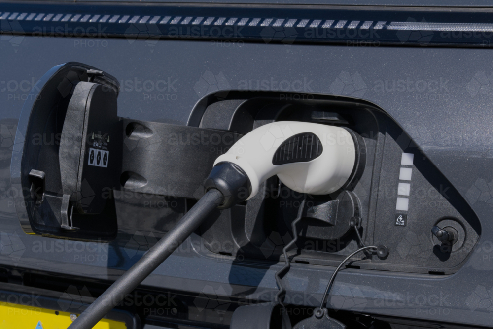 Charging EV electric vehicle - Australian Stock Image