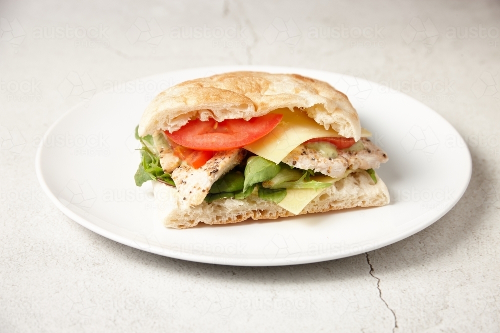 chicken pesto sandwich - Australian Stock Image