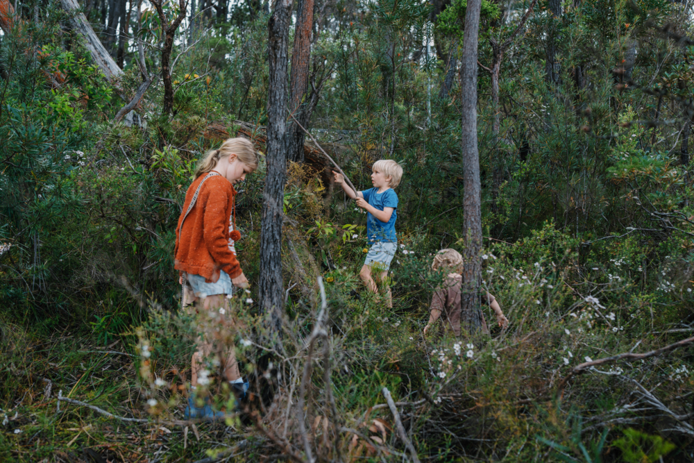 Children exploring Australian Bushland - Australian Stock Image