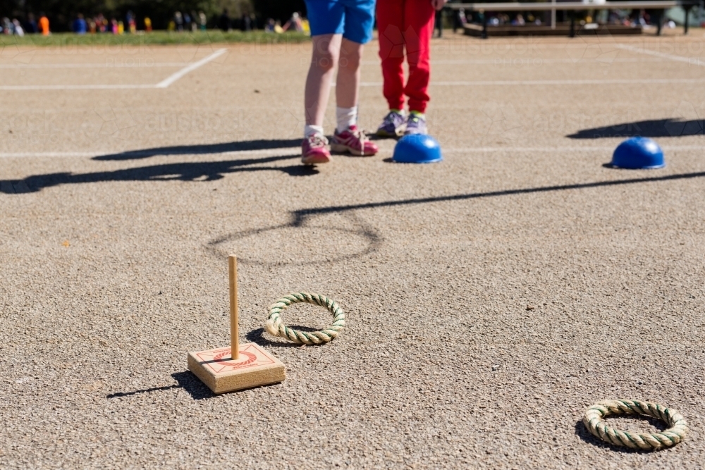 Quoits Instrument Image of Children playing quoits at school sports carnival - Austockphoto