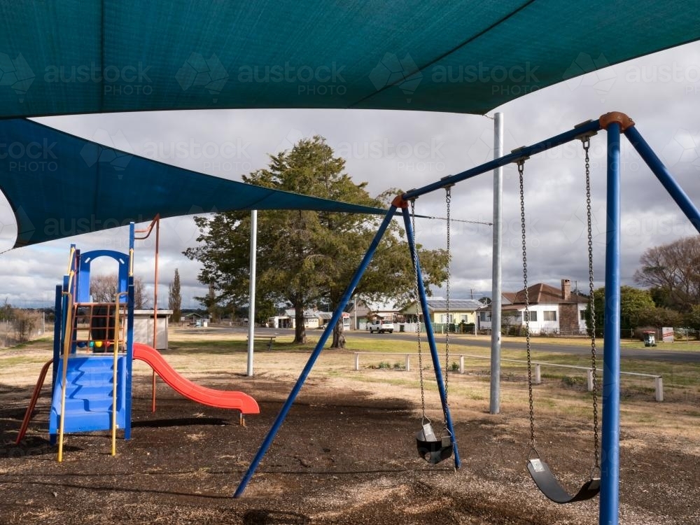 Children's playground under shade cloth - Australian Stock Image