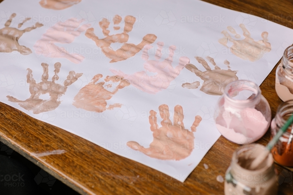 Childrens paint handprints - Australian Stock Image