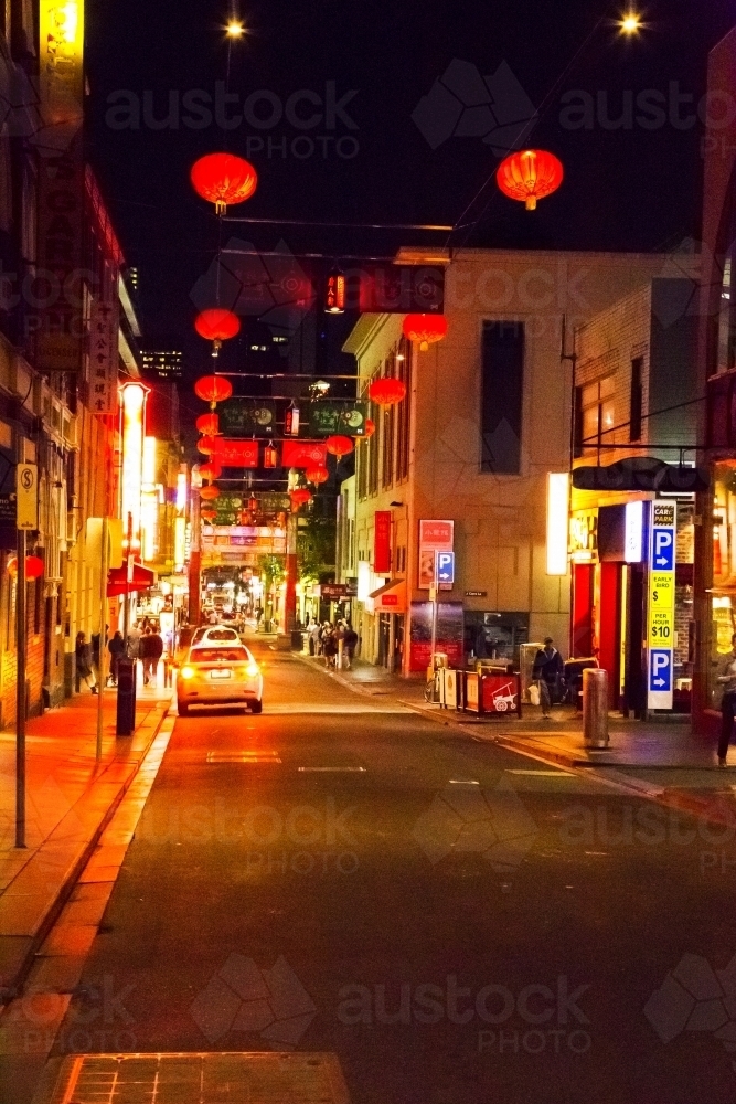 Chinatown street at night - Australian Stock Image
