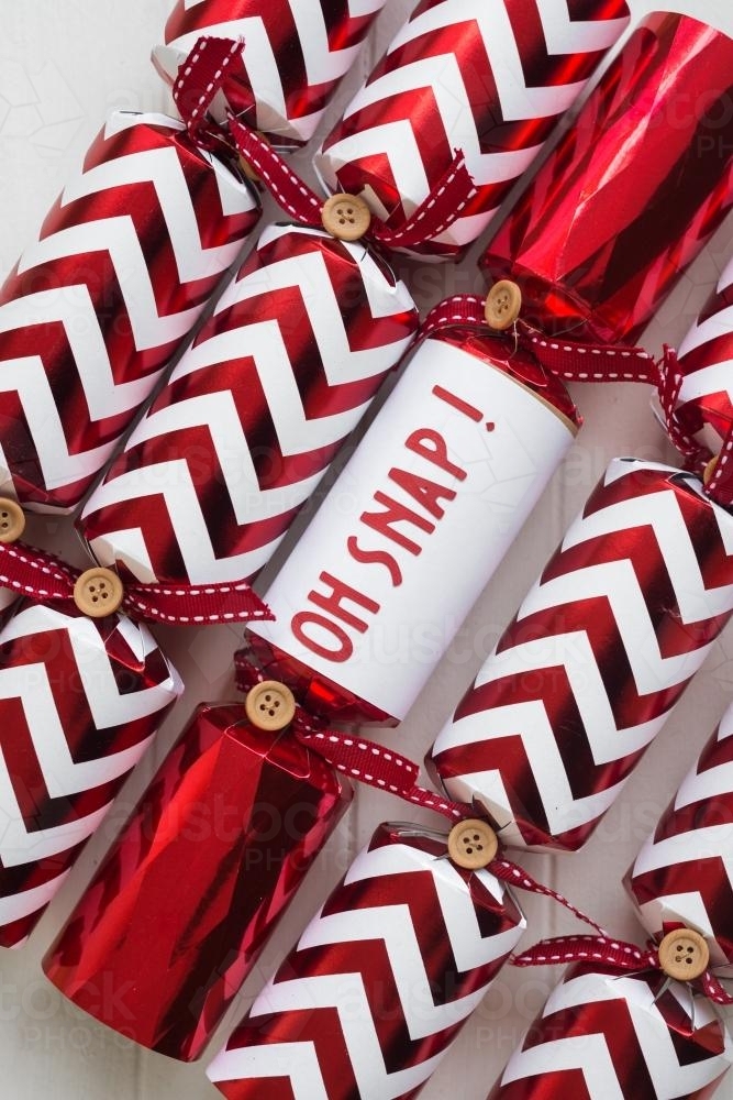 christmas cracker with fun "oh snap" message - Australian Stock Image