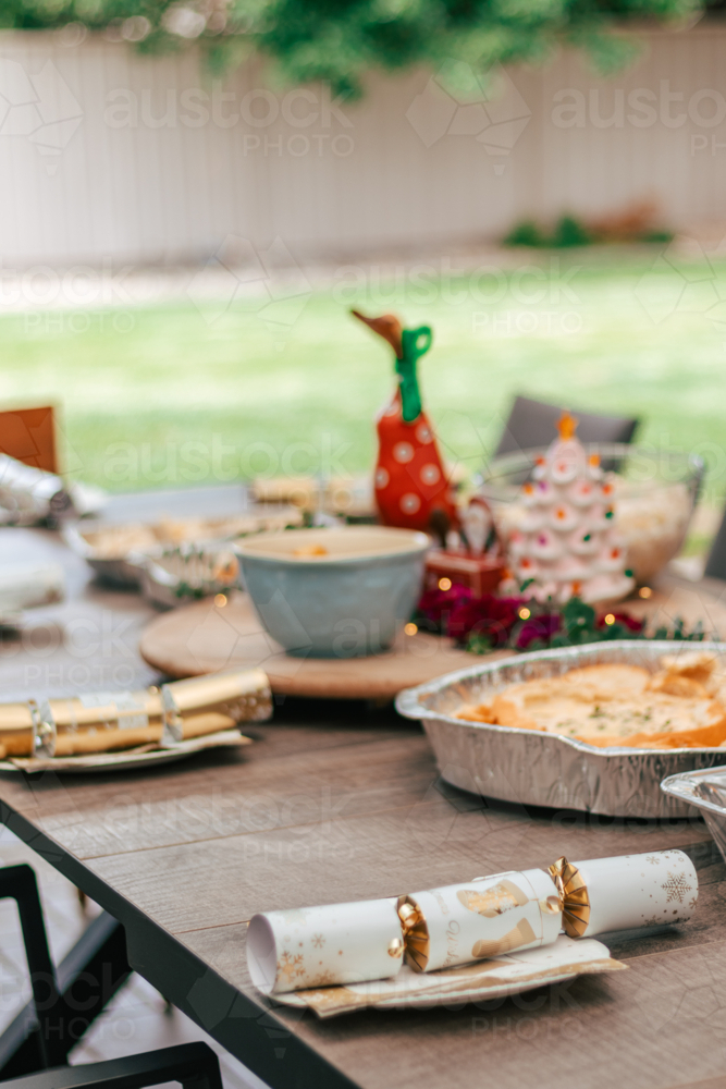 Christmas outdoor table setting - Australian Stock Image