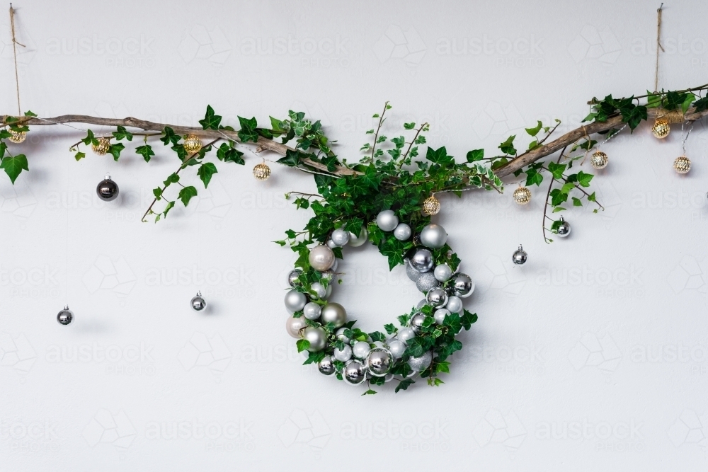 christmas wreath with fresh ivy - Australian Stock Image