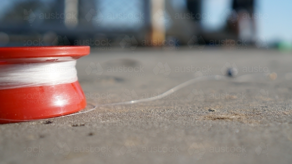 Close of fishing line and reel - Australian Stock Image
