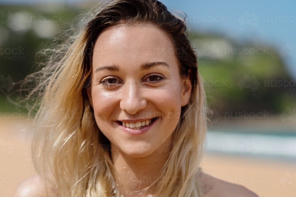 close of of smiling young woman - Australian Stock Image