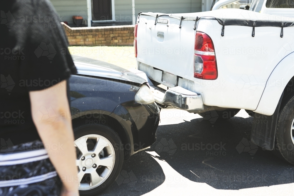 Close up collision of two vehicles - Australian Stock Image