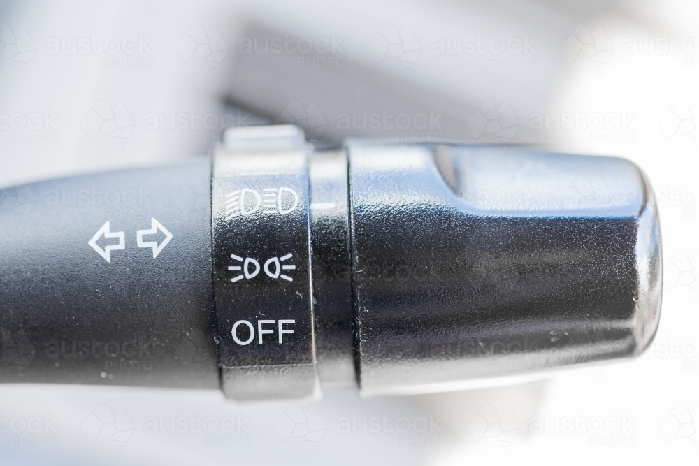 Image of Close up detail of car blinker indicator control stick ...