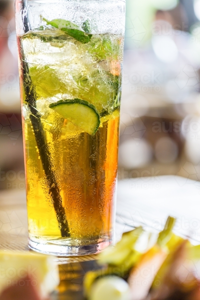 Close up of a cocktail in a tall glass - Australian Stock Image