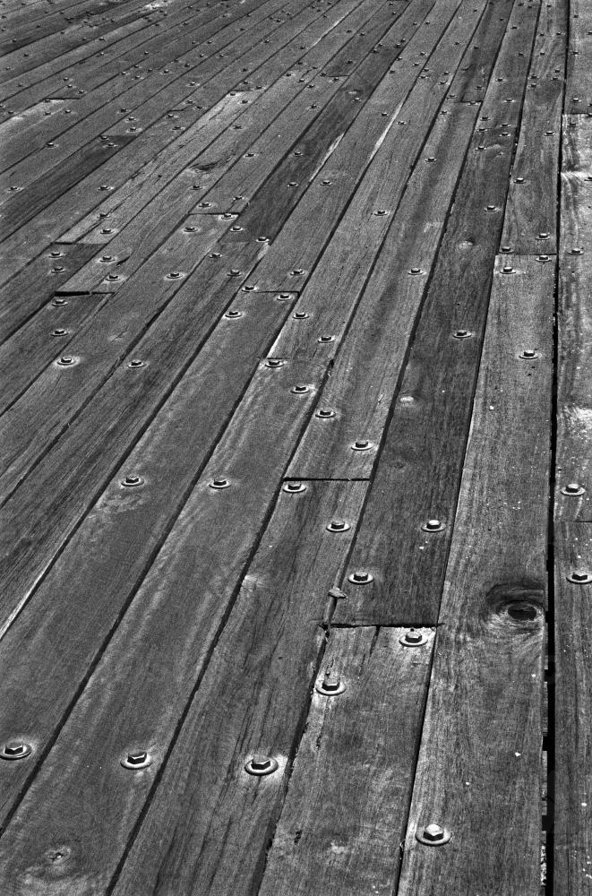 Close up of an old wooden road bridge - Australian Stock Image