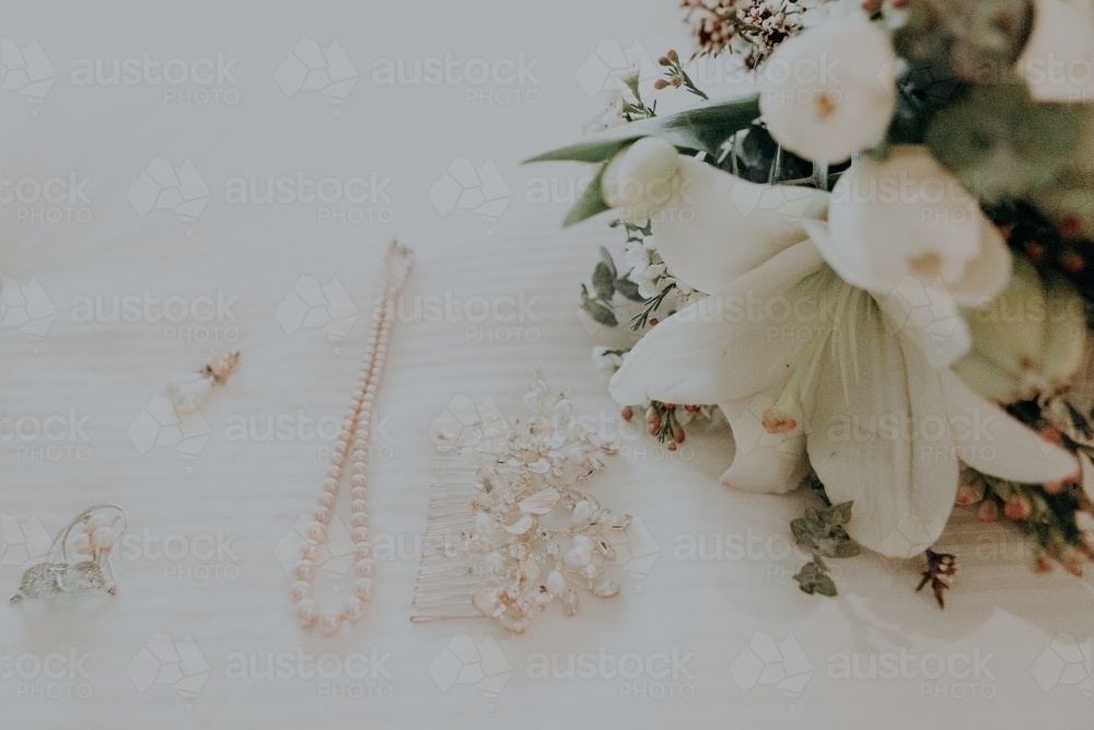 Close-up of bridal adornments - Australian Stock Image