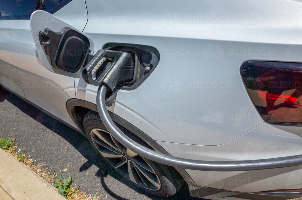 Close up of Electric Vehicle charging - Australian Stock Image