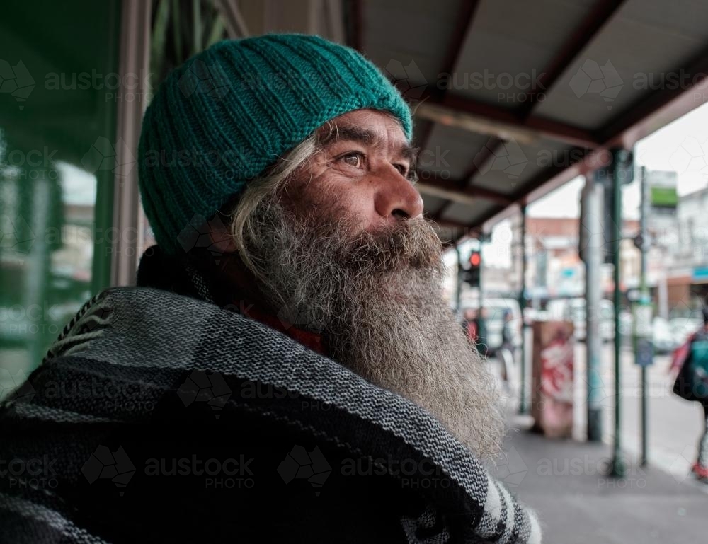 Close-up of Indigenous Australian Man in an Inner Suburban Street - Australian Stock Image