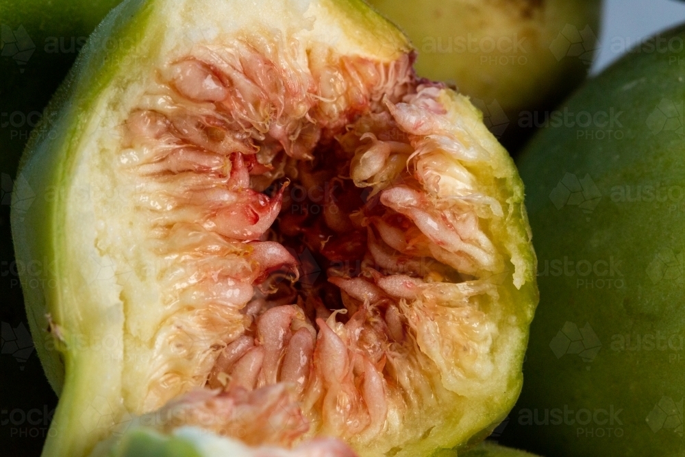 close up of inside of ripe fresh fig - Australian Stock Image