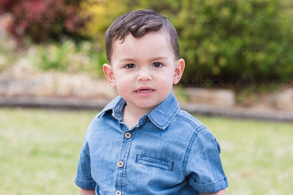 Close up of mixed race aboriginal and caucasian boy - Australian Stock Image