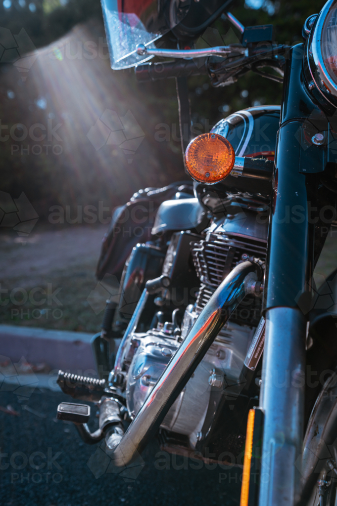 Close up of Motorbike side - Australian Stock Image