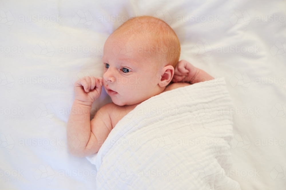 Close up of newborn baby - Australian Stock Image