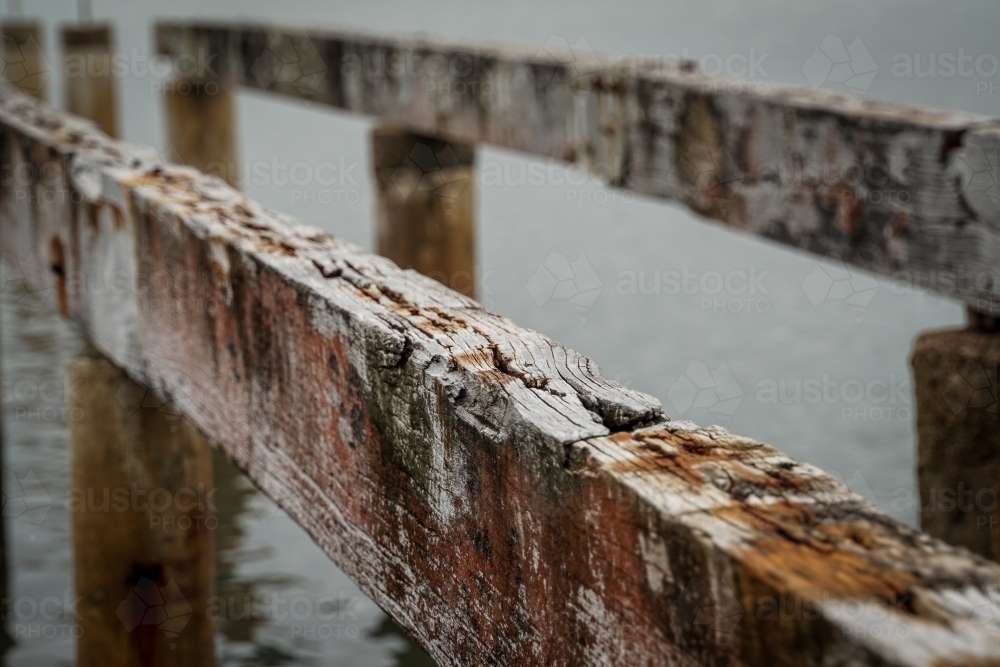 Close up of old pier timbers - Australian Stock Image