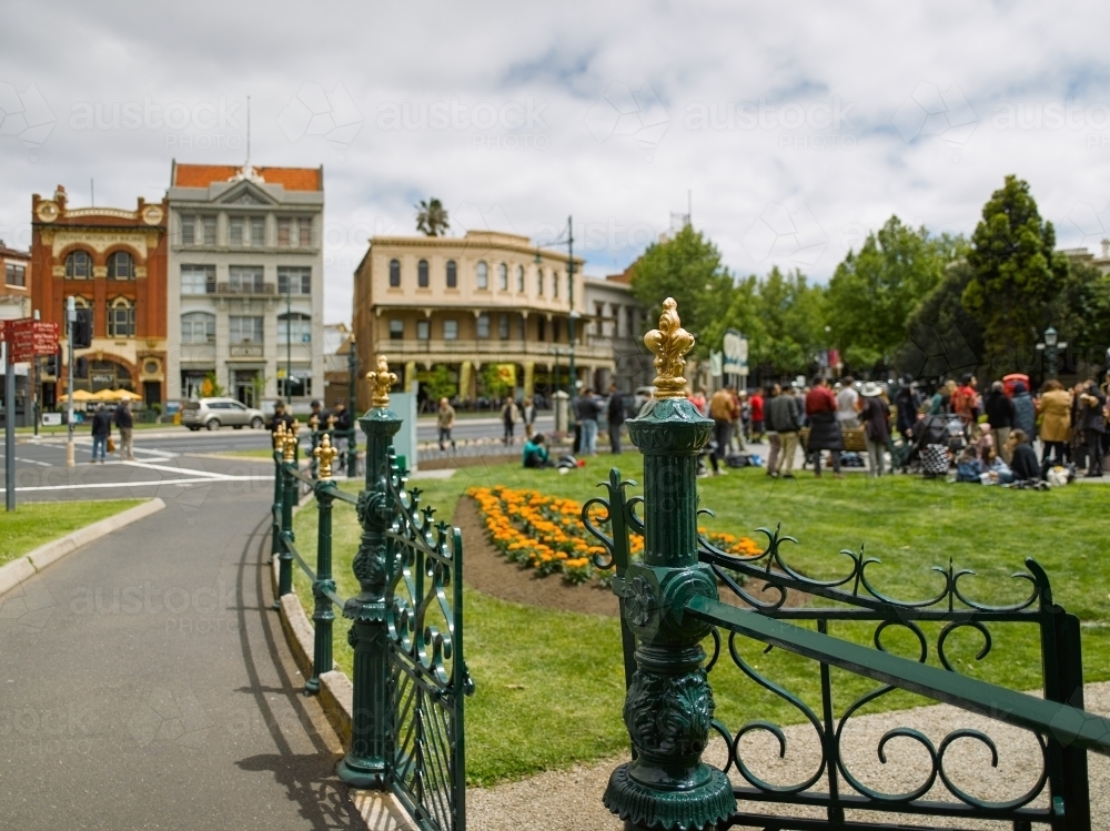 close up of ornate gate and fence at a regional park - Australian Stock Image