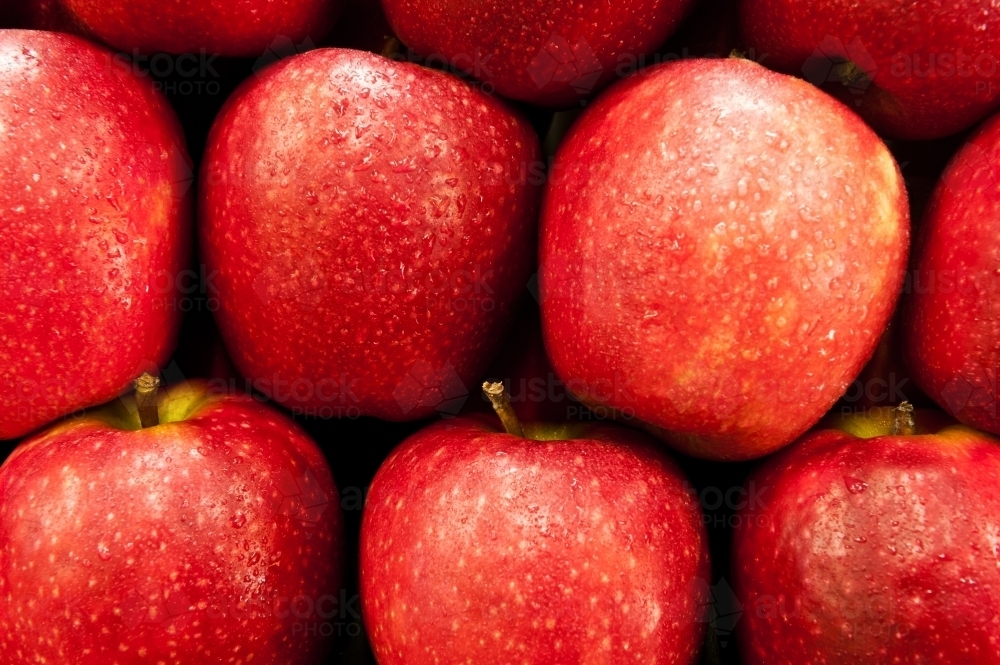 Close up of red apples in a fruit shop - Australian Stock Image