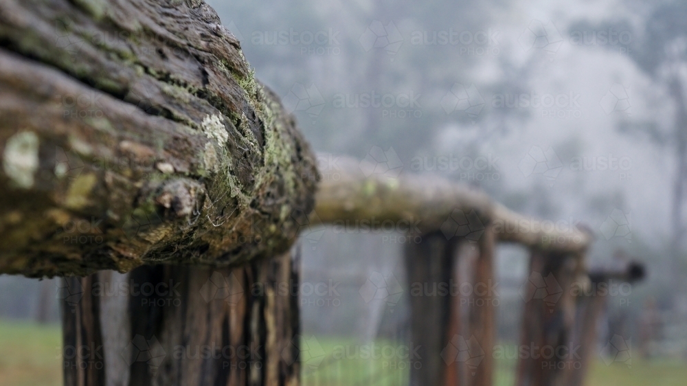 Close up of timber fence railing - Australian Stock Image